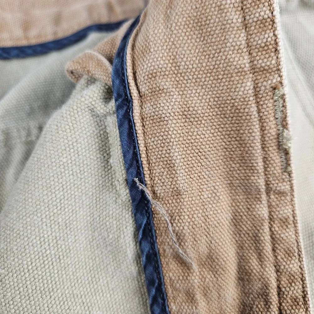 Duluth Trading Co Mens Khaki Tan Cotton Canvas Cargo Work Pants Wide Leg